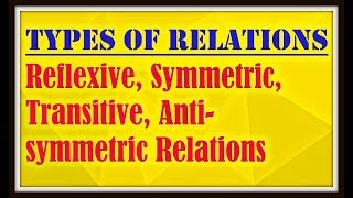 Types of Relations  Reflexive Symmetric Transitive and Antisymmetric Relation  mathematicaATD [upl. by Atirabrab]