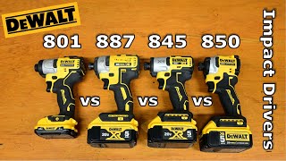 Top Best Dewalt Impact Driver Comparison Part 1  DCF845 vs DCF850 vs DCF887 vs DCF801 [upl. by Iccir670]