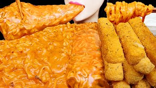 ASMR CHEESY CARBO FIRE NOODLE MOZZARELLA CHEESE STICKS 까르보불닭 뿌링클 먹방 EATING SOUNDS MUKBANG [upl. by Niaz]