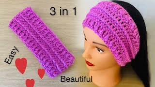 How to crochet 3 in 1 ear warmer  neck warmer  headband [upl. by Dihsar]