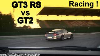 Porsche 997 GT3 RS vs GT2 Race [upl. by Odnumyer344]