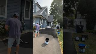 Seal coating a driveway 😍 so satisfying satisfyingvideo [upl. by Eneliak429]