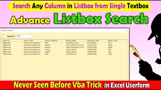 VBA  User Forms  Advance Multi column Search in Listbox with Single Textbox  excel vba [upl. by Meraree360]