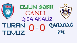 Turan Tovuz 00 Qarabağ Oyun Sonu Qısa Analiz  Turan Tovuz 00 Qarabag  Turanın Dominant Oyunu [upl. by Mord]