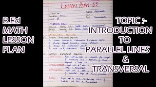 Math Lesson Plan  Introduction to Parallel Lines And Transversal Class 9 amp 7 [upl. by Ecnav]