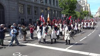 Fiestas del 2 de Mayo Madrid 2024 DesfileRecreación de tropas napoleónicas británicas y españolas [upl. by Madigan975]