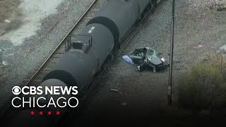 3 people killed when car freight train collide in south Chicago suburbs [upl. by Polak]