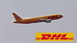 DHL BOEING 777 takes off from BLR  BEAUTIFUL MID AIR BANKING [upl. by Yevol]