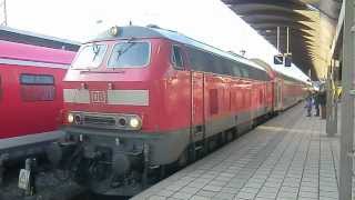 Baureihe 218 218 406 mit TB 11 Neubau  Motorstart vor dem IRE in Ulm Hbf [upl. by Ayiotal]