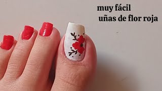 Toenail  arte de uñas del dedo rojo  muy fácil arte de uñas de flor roja♥️✨️😍 [upl. by Kira330]