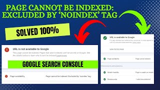 How Fix Page cannot be indexed Excluded by ‘noindex Tag  Google Search Console Url Inspection [upl. by Nnylg]