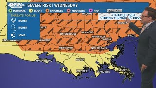 New Orleans Weather Severe storms expected Wednesday [upl. by Aipotu]