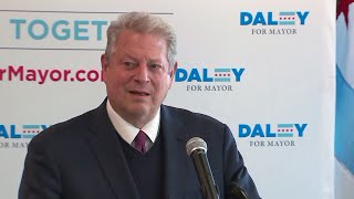 Former Vice President Al Gore endorses Bill Daley in Chicago mayoral race [upl. by Itram]