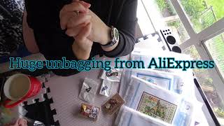 AliExpress stamped cross stitch kits and needle minders unbagging aliexpress crossstitch [upl. by Zingg]