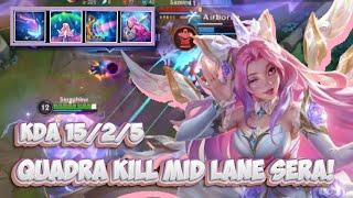 QUADRA KILL  MID LANE CRYSTAL ROSE SERAPHINE FULL GAMEPLAY  WILD RIFT BUILD  RUNES [upl. by Antipus]