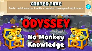 BTD6 Odyssey Tutorial  No Monkey Knowledge  Crater Time [upl. by Nairret104]