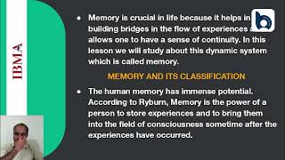 20 Foundations Of Educational Psychology Memory Unit V Part 01 [upl. by Jac]