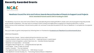 2024 Needham Council for Arts and Culture Grants [upl. by Moshe]