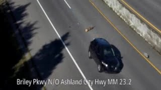 Tennessee Driver Runs Over Large Log Dropped From Unsecured Load On Pickup Truck [upl. by Neville784]