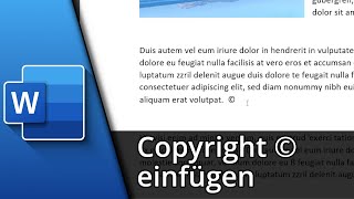 Copyright Zeichen in Word  ©©© ✅ Tutorial [upl. by Bonneau658]