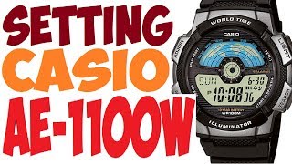 Setting Casio AE1100W manual 3264 [upl. by Kip]