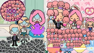 Mom Gave Birth To 100 Babies  Toca Life Story  Toca Boca [upl. by Shaum]