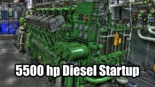 ABC Diesel Engine Startup Tugboat 5500 Horsepower [upl. by Medea488]