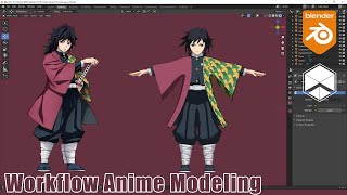 Blender Anime Modeling Tomioka Giyuu  Kimetsu no Yaiba FREE MODEL  Nhij Quang [upl. by Fredie]