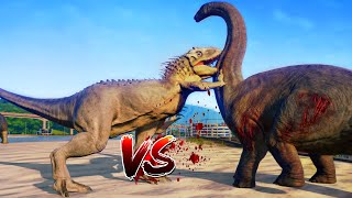 Jurassic World Evolution🌎 Indominus rex Vs Brachiosaurus Fight And More [upl. by Juliette371]