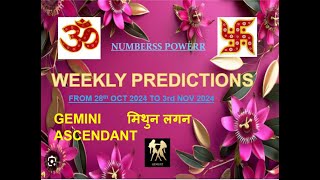 WEEKLY PREDICTION 28th OCT 2024 to 3rd NOV 2024 GEMINI ASCENDANT मिथुन लगन Astrologer Annil Verma [upl. by Aya223]