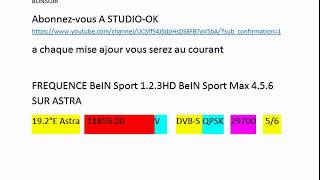 FREQUENCE BeIN Sport 1 2 3HD BeIN Sport Max 4 5 6 SUR ASTRA [upl. by Hartzell389]