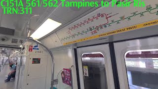 Slight strong motor C151A 561562 Tampines to Pasir Ris [upl. by Nerret]