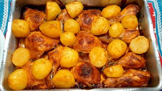 COXA E SOBRECOXA ASSADA NO FORNO COM BATATAS [upl. by Assenej]