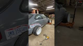 108 offset 16x10s going on a 98 Honda Civic stance static cambergang [upl. by Rundgren]