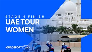 A THRILLER 😳  Stage 4 Finish UAE Tour Women 2024  Eurosport Cycling [upl. by Renrew]