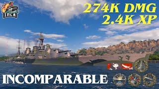 INCOMPARABLE 274K DMG worldofwarshipsreplays worldofwarship 4kills [upl. by Alfeus154]