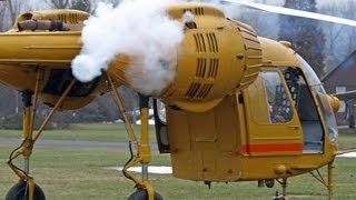 Kamov26 helicopter  smoky and flamy cold start [upl. by Kerrie]