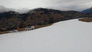 MEGEVE ski resort  Skiing link called GREEN CAPUCINE from PT Roch lift to GDS Champs  Feb 2024 [upl. by Ahsiekal83]