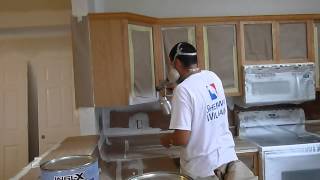 Cabinet Painting Refinishing and Painting  How To using Graco Sprayer [upl. by Ruhl]