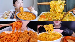 ASMR Best Creamy Spicy Noodles Mukbang No Talking Eating Compilation [upl. by Damour595]