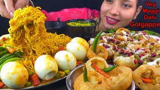 Eating Spicy🔥 Vegetable Maggi Masala Dahi Golgappe Golgappe With Chilli Street Food Mukbang Show [upl. by Pallas]