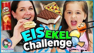 Eiscreme Sandwich Ekel Challenge Eis auf Pizza Geschichten und Spielzeug [upl. by Claudetta]