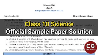 Class 10 Science Official Sample Paper Solution 202223 CBSE [upl. by Nymzaj]