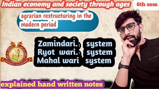 zamindariryotwarimahalwari system in British rulepermanent land settlements during British [upl. by Dena]