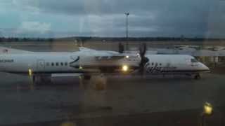 Alaska Airline Bombardier Q400 Taxiing to gate in SEATAC International Airport [upl. by Maroney]