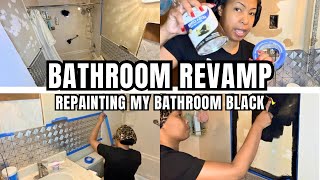 Bathroom Upgrade on a Budget Painting it Black [upl. by Mariellen885]