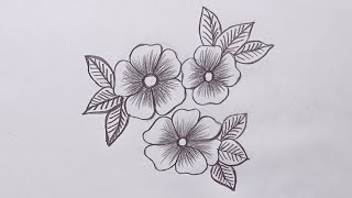 Easy Beautiful Flower Drawing 😍😍How to Draw Flowerdrawing video tutorial [upl. by Atelokin224]