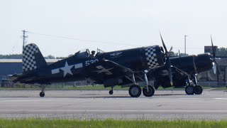 CAF Airbase Georgias FG1D Corsair Starts it PampW R2800 Double Wasp Engine at Thunder Over Michigain [upl. by Golter]