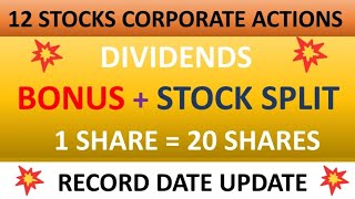 💥 1 share  20 shares 💥 Rs 100 dividends 💥bonus 💥 Stock split 💥 dividends 💥 record date update [upl. by Guthrey421]