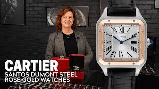 Cartier Santos Dumont Steel Rose Gold Watches Review  SwissWatchExpo [upl. by Marquita858]